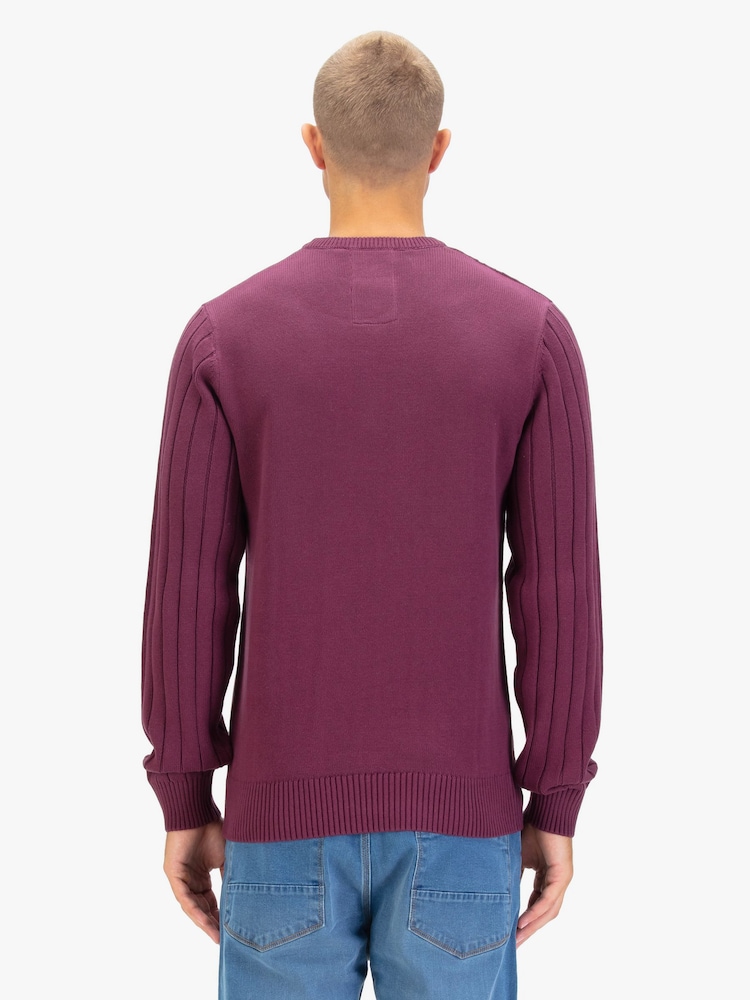 Luke 1977 Purple Mauve Wine Mitcham Cable Knitted Jumper - Image 2 of 6