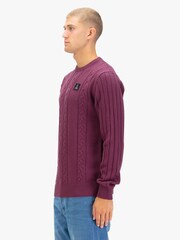 Luke 1977 Purple Mauve Wine Mitcham Cable Knitted Jumper - Image 3 of 6