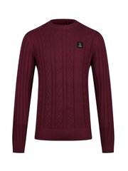 Luke 1977 Purple Mauve Wine Mitcham Cable Knitted Jumper - Image 4 of 6