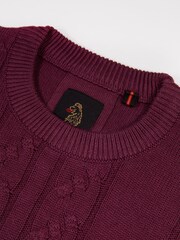 Luke 1977 Purple Mauve Wine Mitcham Cable Knitted Jumper - Image 6 of 6