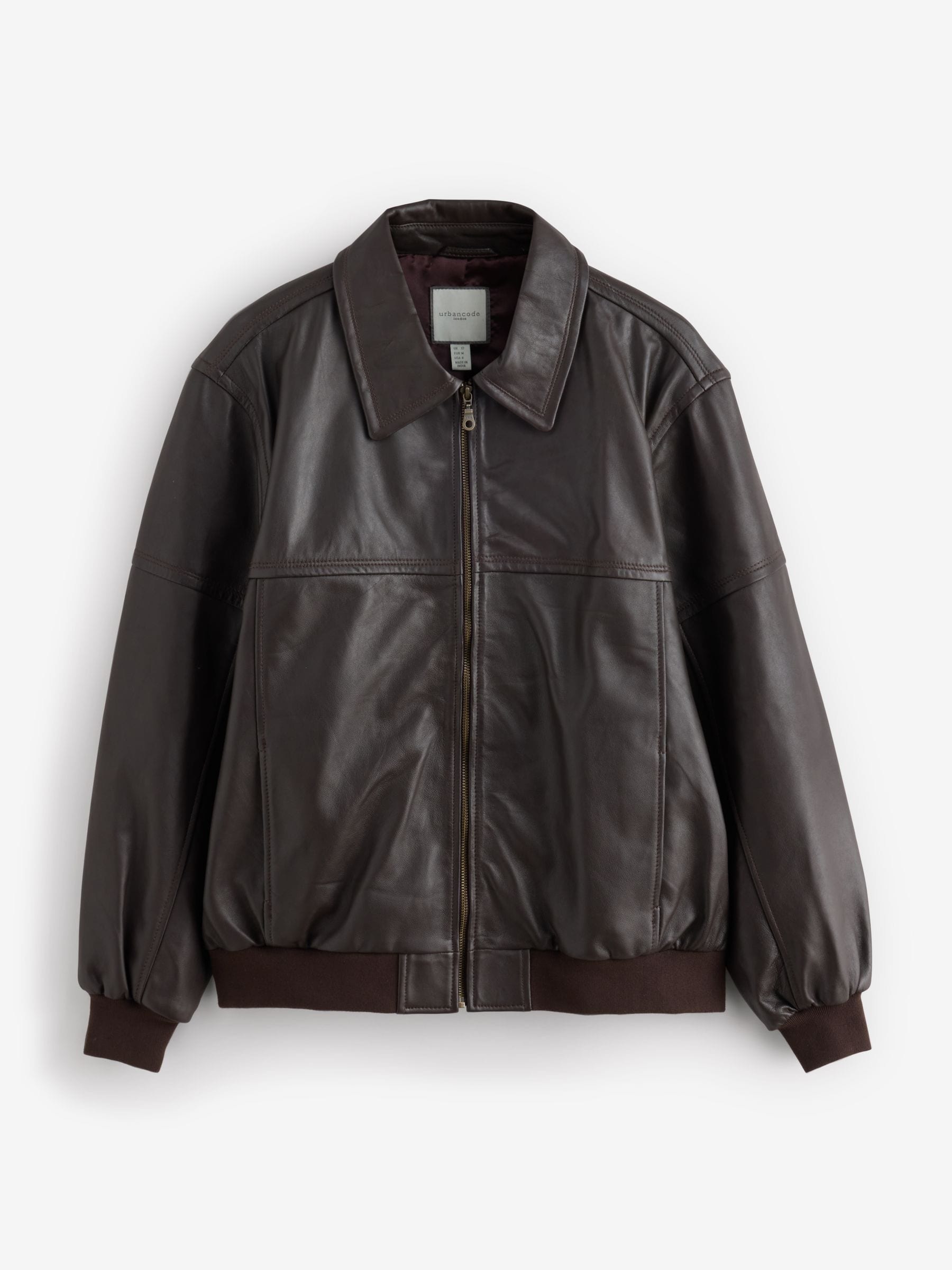 バージョンオブユー　Boyfriend Leather Jacket Buy Urban Code Brown Boyfriend Leather Bomber Jacket from the Next