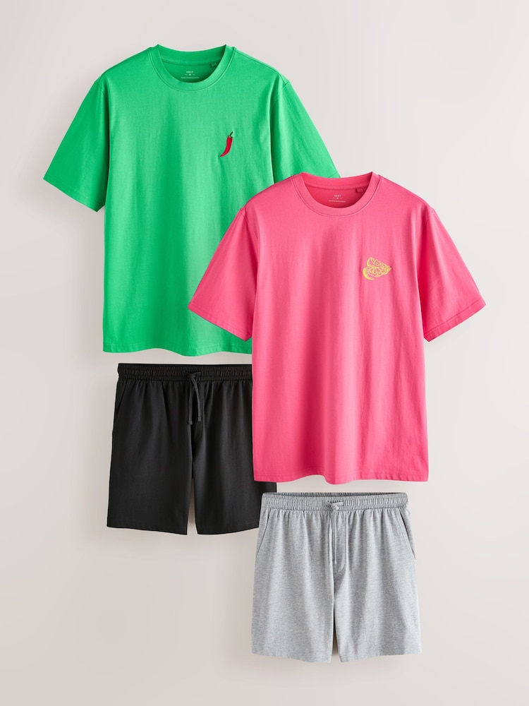 طبعة فاكهة أخضر/وردي - حزمة من 2 طقم بيجاما جيرسي بأكمام قصيرة بطبعة جرافيك - صورة 1 من 16 طبعة فاكهة أخضر/وردي - حزمة من 2 طقم بيجاما جيرسي بأكمام قصيرة بطبعة جرافيك - صورة 1 من 16