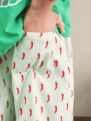 طبعة فاكهة أخضر/وردي - حزمة من 2 طقم بيجاما جيرسي بأكمام قصيرة بطبعة جرافيك - صورة 15 من 16
