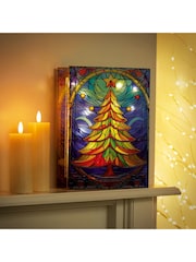 Premier Decorations Ltd 21 x 28cm BO Lit Stained Glass Tree For Table Top - Image 3 of 3