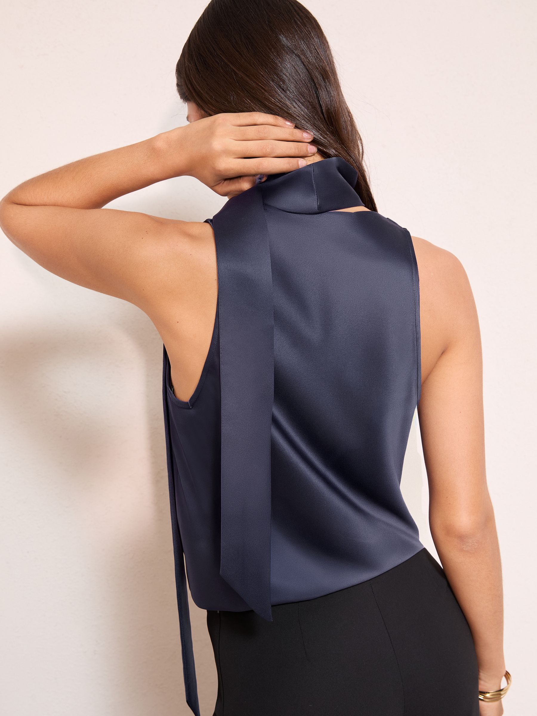 Buy Friends Like These Navy Satin Sleeveless Cowl Neck Scarf