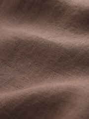 Chocolate Brown N. Premium Linen Button Front Wide Leg Trousers - Image 3 of 3