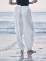 White Balloon Trousers with Linen - Image 5 of 8