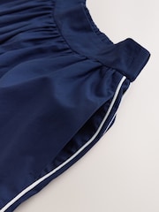 Navy Blue Cotton Poplin Side Stripe Midi Skirt - Image 6 of 7