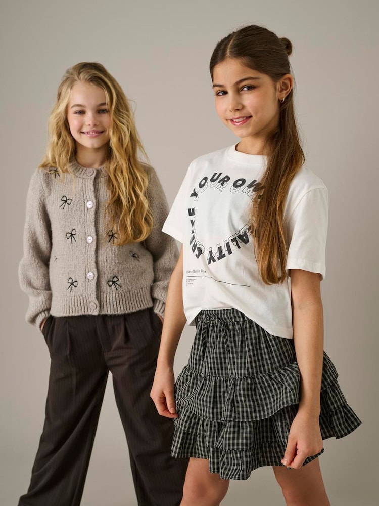 ONLY KIDS Grey Round Neck Bow Detail Cardigan - Image 4 of 4 ONLY KIDS Grey Round Neck Bow Detail Cardigan - Image 4 of 4