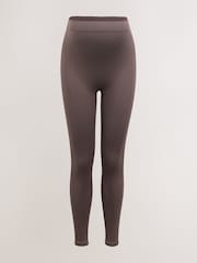 Chocolate Brown Maternity Ribbed Seamless Leggings - Image 6 of 9