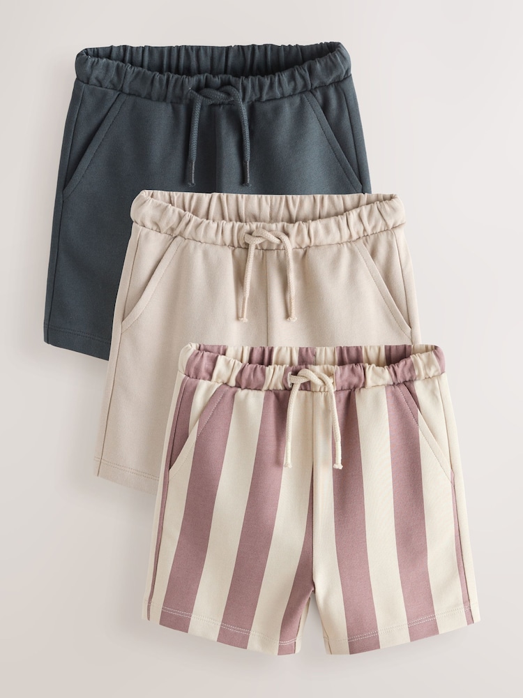 Charcoal Grey/Burgundy Stripe/Ecru - Zestaw 3 par szortów dżersejowych (3 mies. – 7 lat) - Obraz 1 z 7 Charcoal Grey/Burgundy Stripe/Ecru - Zestaw 3 par szortów dżersejowych (3 mies. – 7 lat) - Obraz 1 z 7