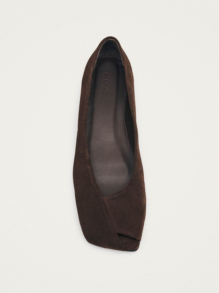 Katia Suede Brown Leather Ballet Flats