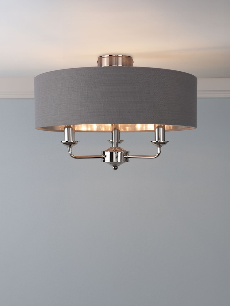 Laura Ashley Charcoal Sorrento Flush Fitting Ceiling Light - Image 1 of 6