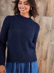 Threadbare Blue Eyelash Knit Crew Neck Jumper - Image 3 of 5