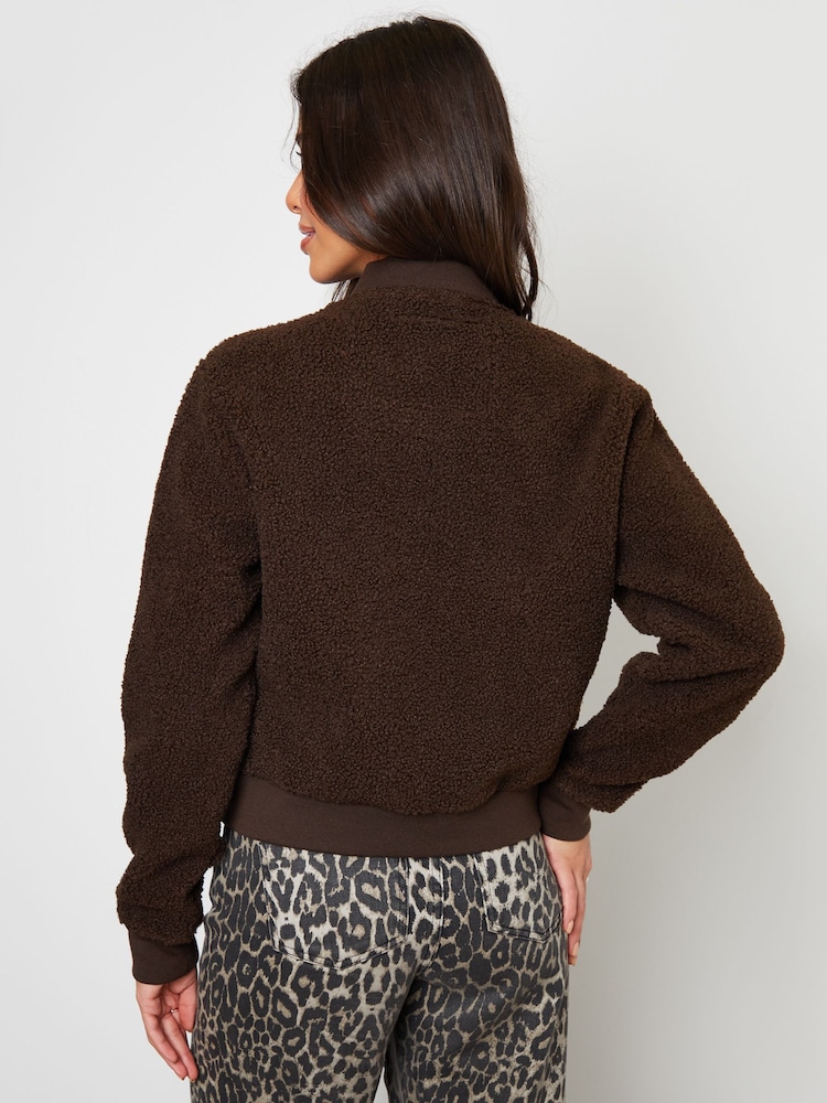 Threadbare Brown Borg Bomber Jacket - Image 2 of 6 Threadbare Brown Borg Bomber Jacket - Image 2 of 6