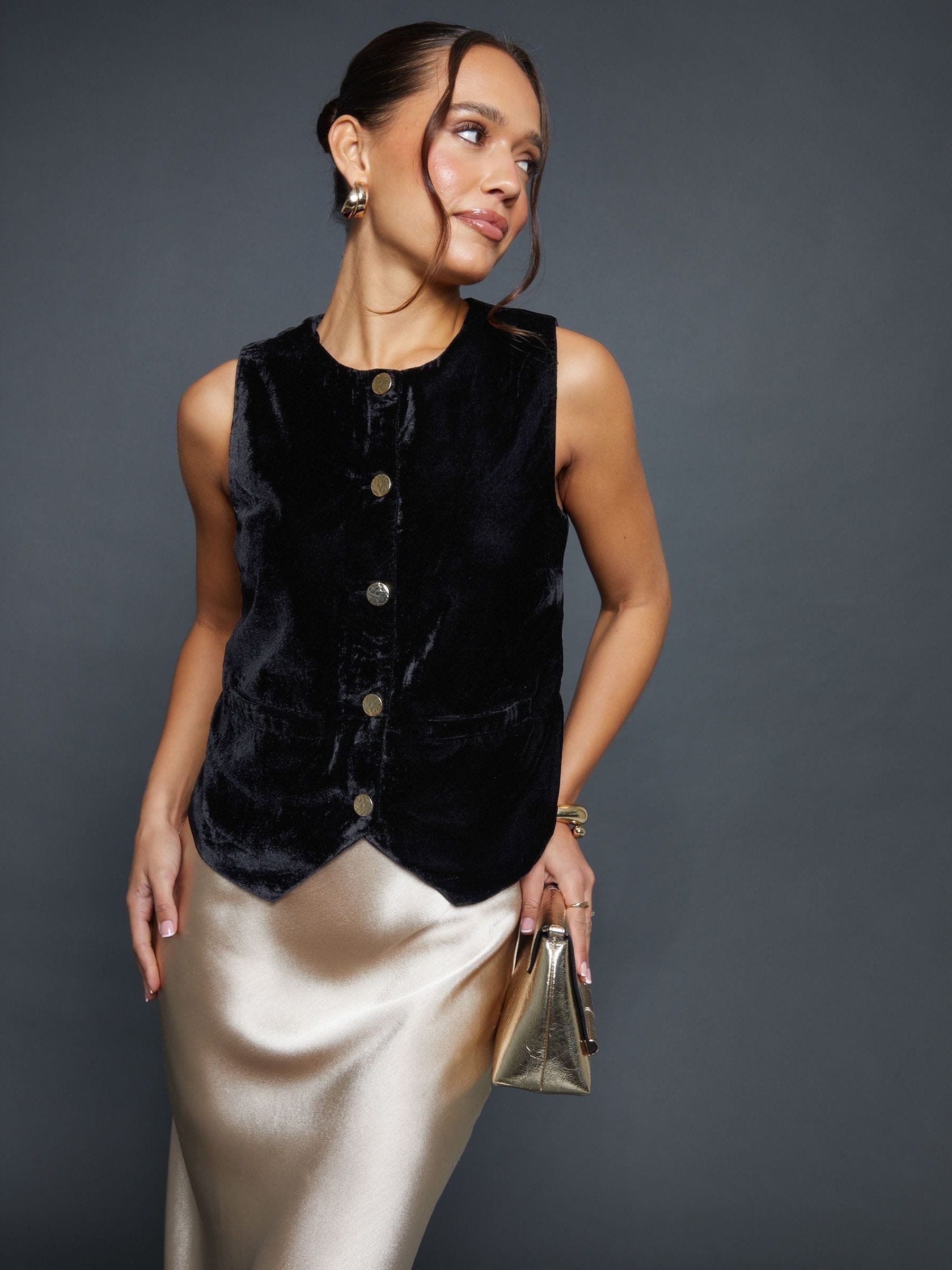 Buy Threadbare Black Velvet Split Front Waistcoat from Next USA