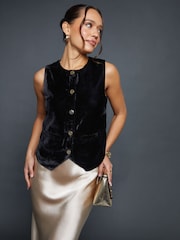 Threadbare Black Velvet Split Front Waistcoat - Image 3 of 5