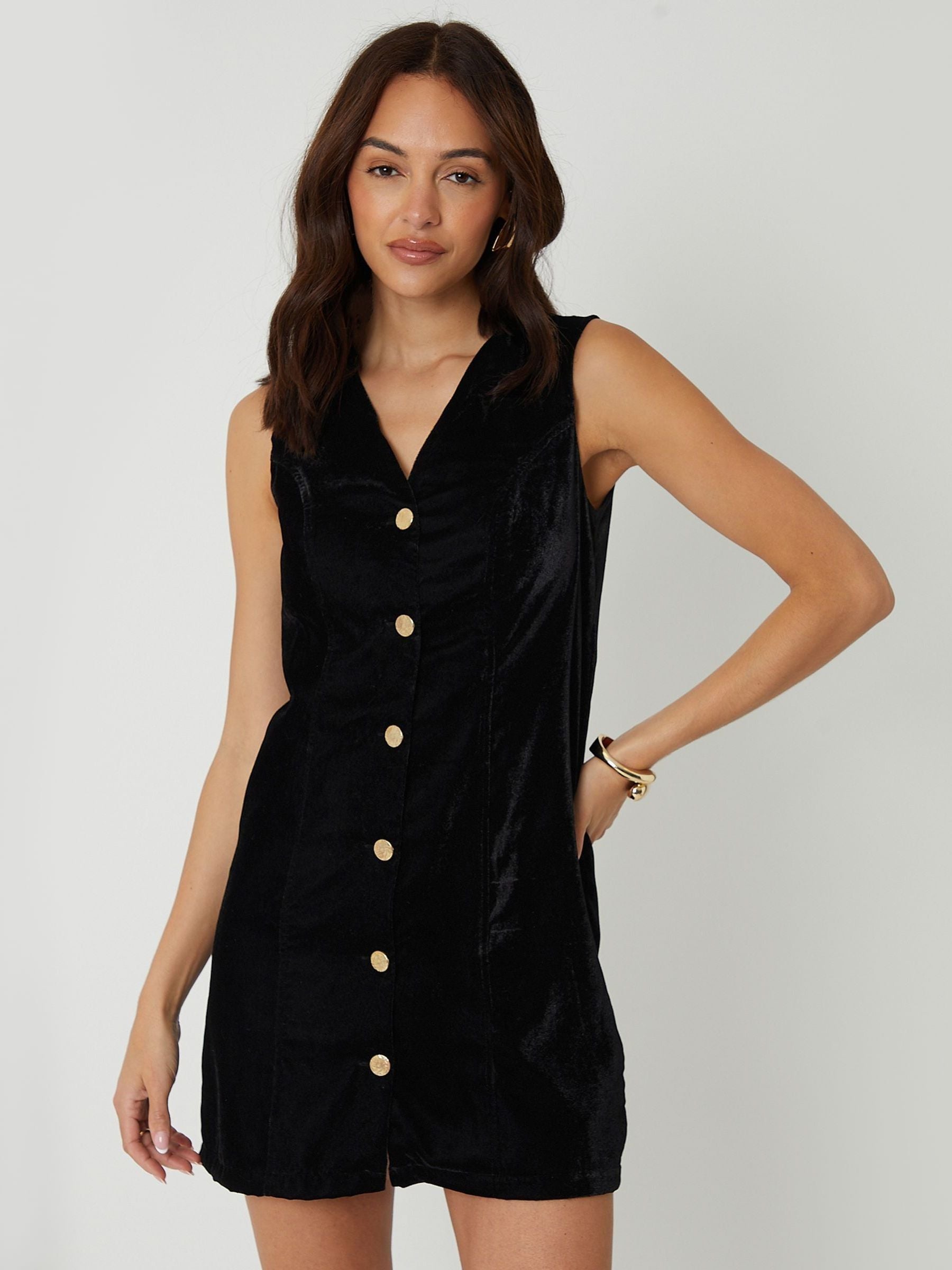 Buy Threadbare Black Velvet Waistcoat Mini Dress from Next USA