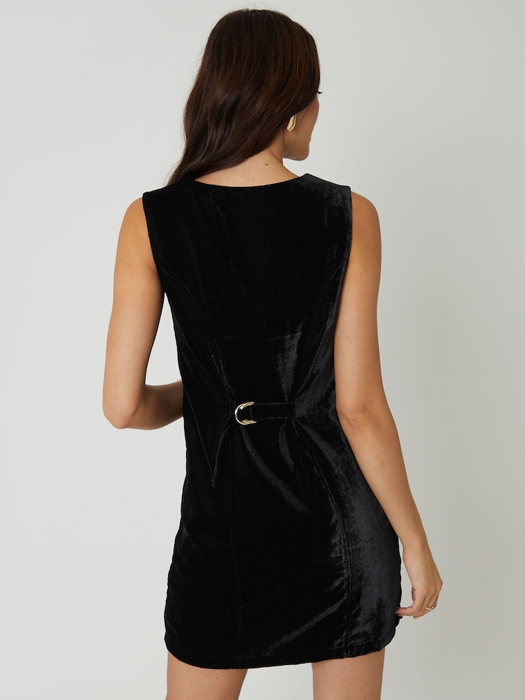 Threadbare Black Velvet Waistcoat Mini Dress - Image 5 of 5 Threadbare Black Velvet Waistcoat Mini Dress - Image 5 of 5