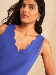 Love & Roses Cobalt Blue Scallop Scoop Neck Jersey Vest - Image 2 of 4