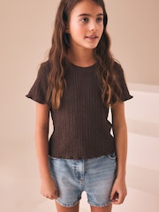 Chocolate Brown Textured T-Shirt (3-16yrs) - Image 2 of 4