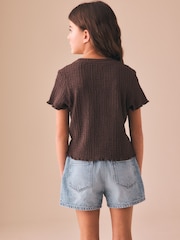 Chocolate Brown Textured T-Shirt (3-16yrs) - Image 3 of 4