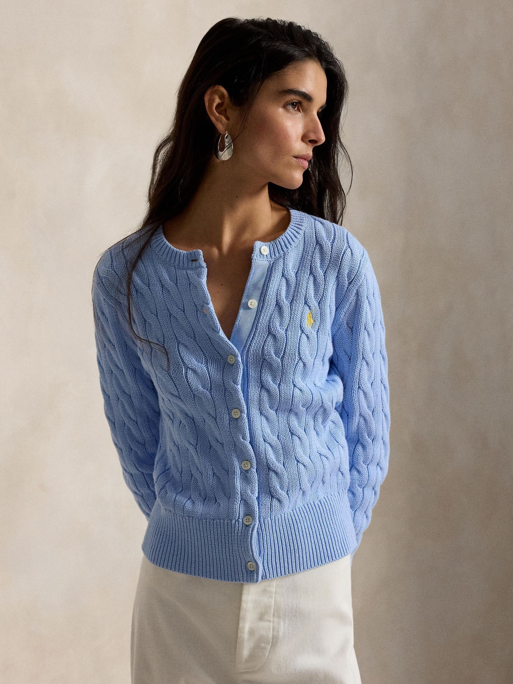 Buy Polo Ralph Lauren Blue Cable Knit Cotton Cardigan from Next USA