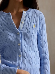 Polo Ralph Lauren Blue Cable Knit Cotton Cardigan - Image 4 of 4