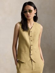 Polo Ralph Lauren Brown Linen V-Neck Waistcoat - Image 1 of 5