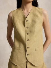 Polo Ralph Lauren Brown Linen V-Neck Waistcoat - Image 4 of 5