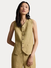 Polo Ralph Lauren Brown Linen V-Neck Waistcoat - Image 5 of 5