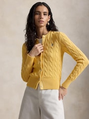 Polo Ralph Lauren Yellow Cable Knit Cotton Cardigan - Image 1 of 4