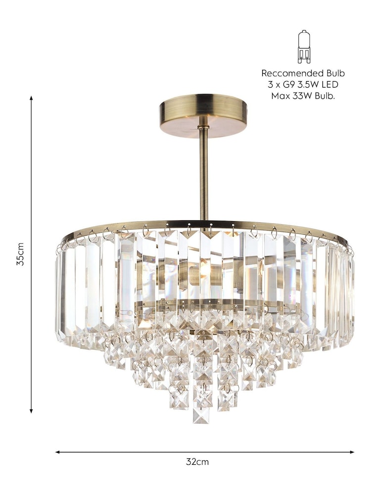 Laura Ashley Brass Vienna 3 Light Ceiling Light - Image 5 of 5