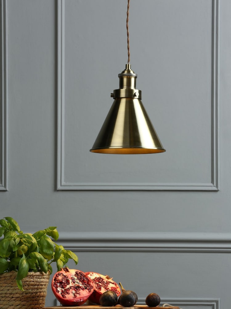 Laura Ashley Brass Rufus Grande 1 Light Pendant Ceiling Light - Image 1 of 1