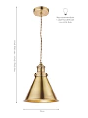Laura Ashley Brass Rufus Grande 1 Light Pendant Ceiling Light - Image 4 of 4
