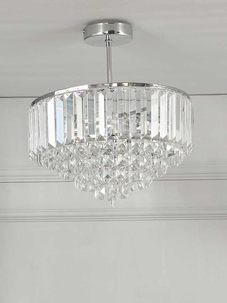 Laura Ashley Chrome Vienna 3 Light Ceiling Light - Image 2 of 5
