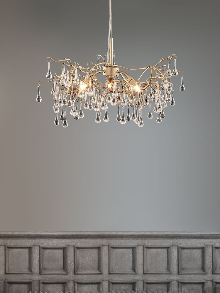 Laura Ashley Gold Willow Crystal Chandelier Ceiling Light - Image 1 of 4