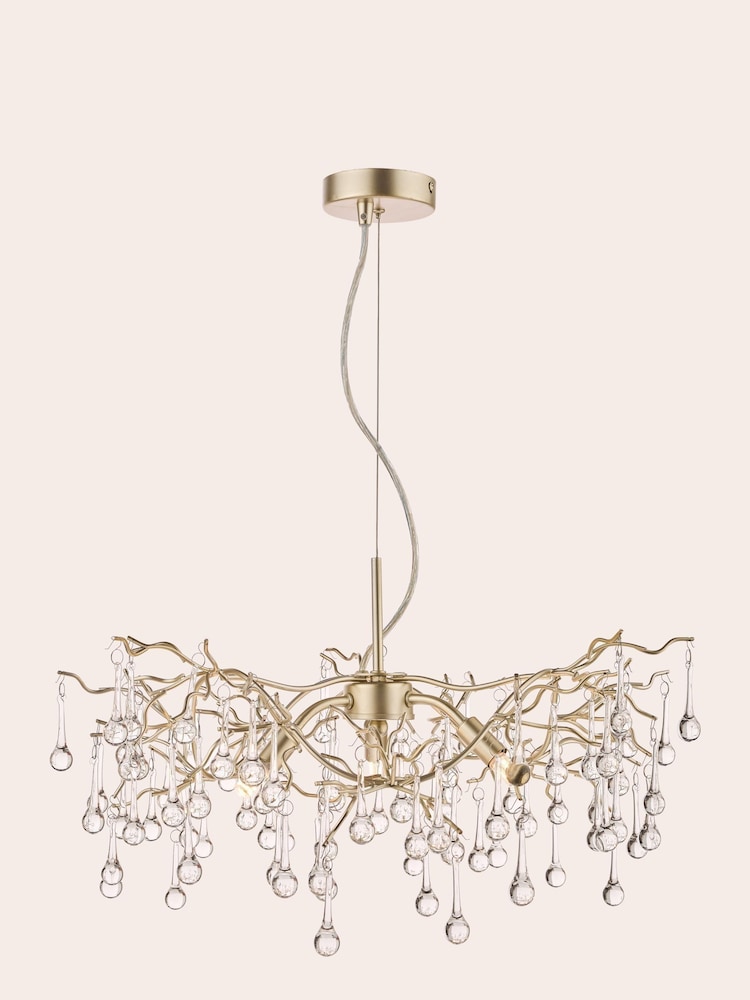 Laura Ashley Gold Willow Crystal Chandelier Ceiling Light - Image 2 of 4
