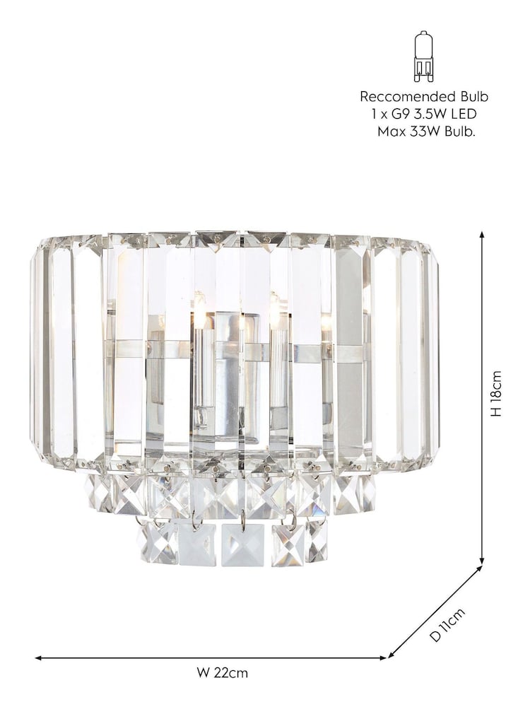 Laura Ashley Chrome Vienna Crystal Wall Light - Image 3 of 3 Laura Ashley Chrome Vienna Crystal Wall Light - Image 3 of 3