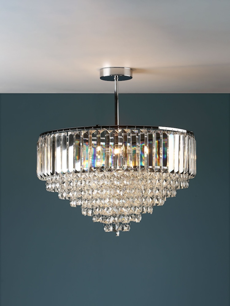Laura Ashley Chrome Vienna 5 Light Flush Ceiling Light - Image 1 of 5 Laura Ashley Chrome Vienna 5 Light Flush Ceiling Light - Image 1 of 5