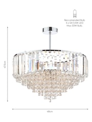 Laura Ashley Chrome Vienna 5 Light Flush Ceiling Light - Image 4 of 5