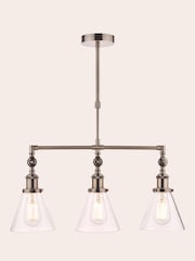 Laura Ashley Pewter Grey Isaac 3 Light Linear Pendant Bar Ceiling Light - Image 2 of 4