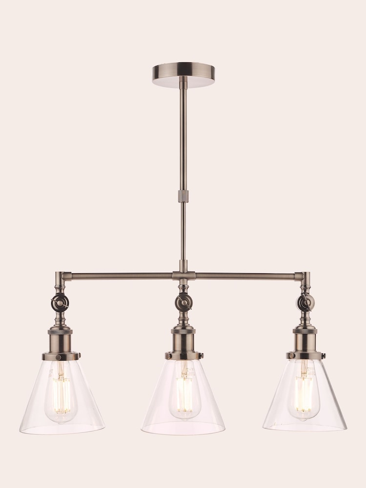 Laura Ashley Pewter Grey Isaac 3 Light Linear Pendant Bar Ceiling Light - Image 2 of 4 Laura Ashley Pewter Grey Isaac 3 Light Linear Pendant Bar Ceiling Light - Image 2 of 4
