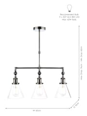 Laura Ashley Pewter Grey Isaac 3 Light Linear Pendant Bar Ceiling Light - Image 4 of 4