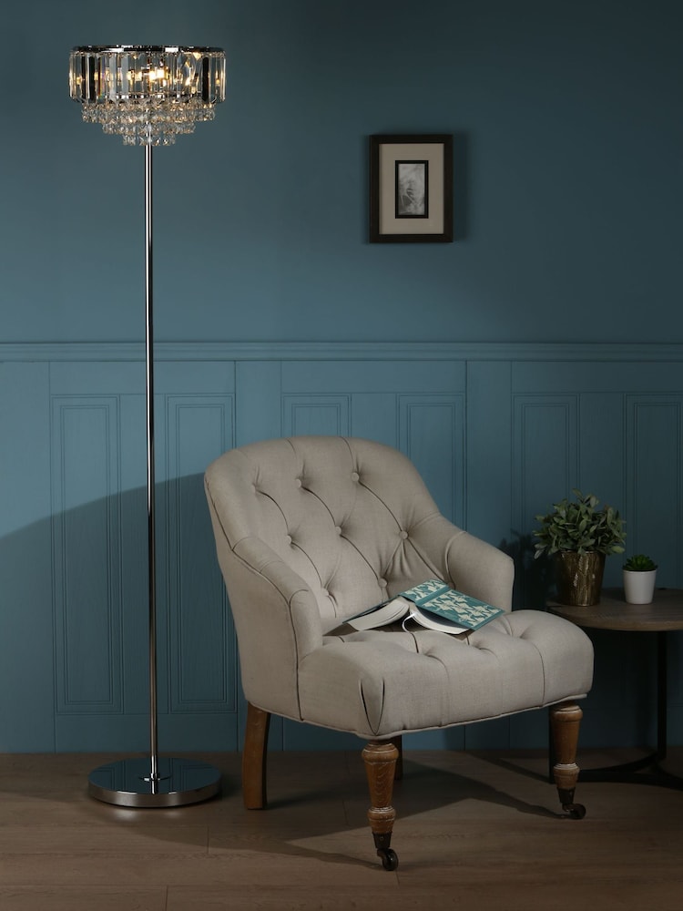 Laura Ashley Chrome Vienna Crystal Floor Lamp - Image 1 of 5 Laura Ashley Chrome Vienna Crystal Floor Lamp - Image 1 of 5