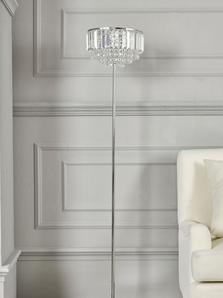 Laura Ashley Chrome Vienna Crystal Floor Lamp - Image 2 of 5 Laura Ashley Chrome Vienna Crystal Floor Lamp - Image 2 of 5