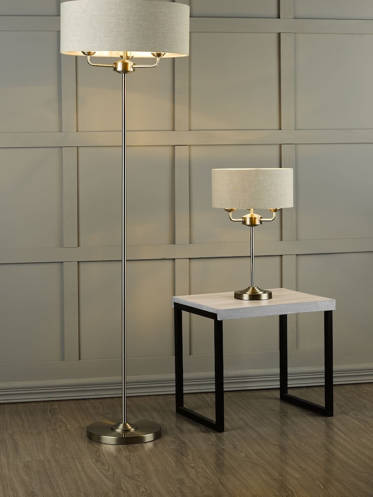 Laura Ashley Brushed Nickel Sorrento Floor Lamp - Image 1 of 5 Laura Ashley Brushed Nickel Sorrento Floor Lamp - Image 1 of 5