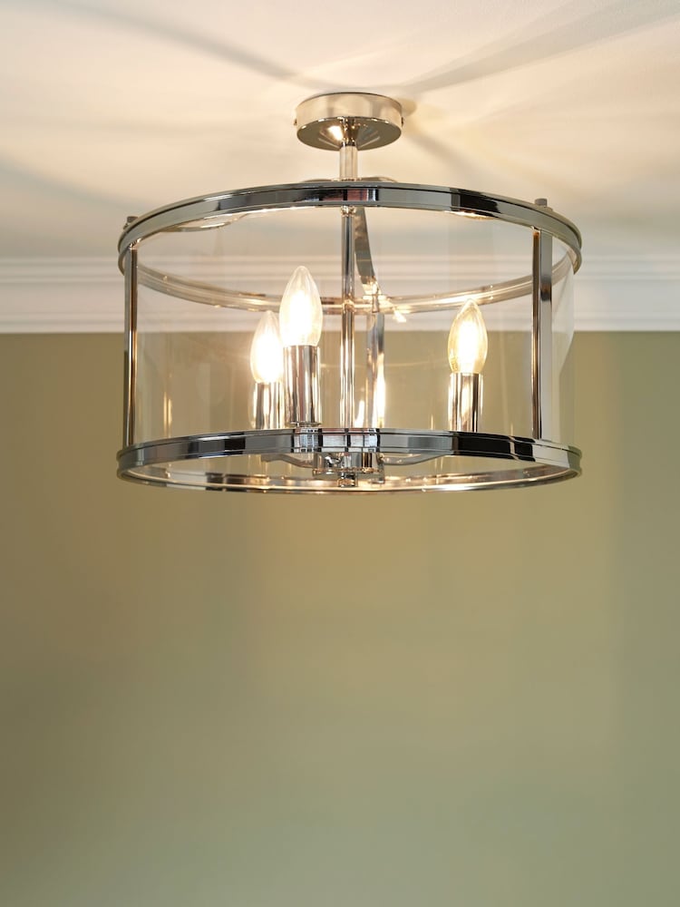 Laura Ashley Chrome Harrington Lantern 3 Light Flush Ceiling Light - Image 1 of 5 Laura Ashley Chrome Harrington Lantern 3 Light Flush Ceiling Light - Image 1 of 5