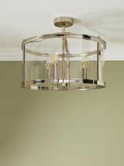 Laura Ashley Chrome Harrington Lantern 3 Light Flush Ceiling Light - Image 2 of 5