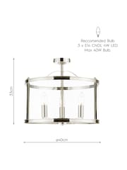 Laura Ashley Chrome Harrington Lantern 3 Light Flush Ceiling Light - Image 4 of 5